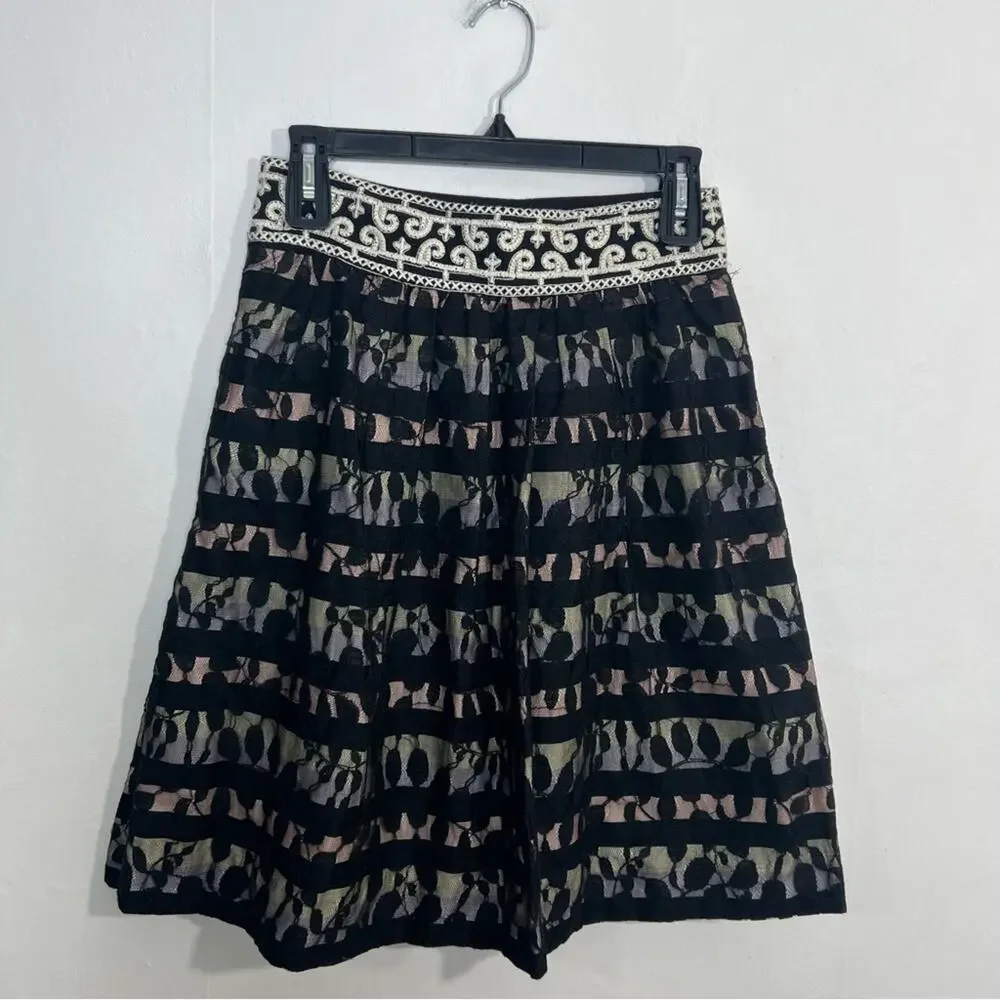 Anthropologie Floreat Charente Lace Overlay Skirt Size 2